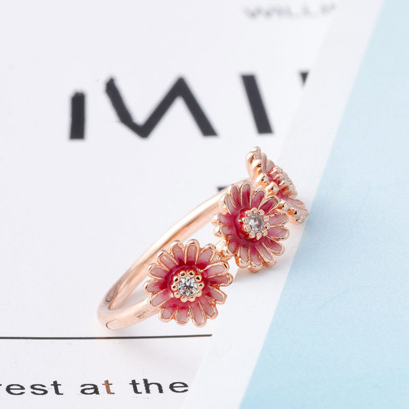 Three pink daisy rings by edenista