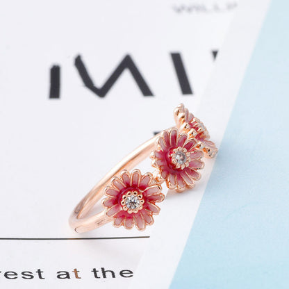 Three pink daisy rings by edenista
