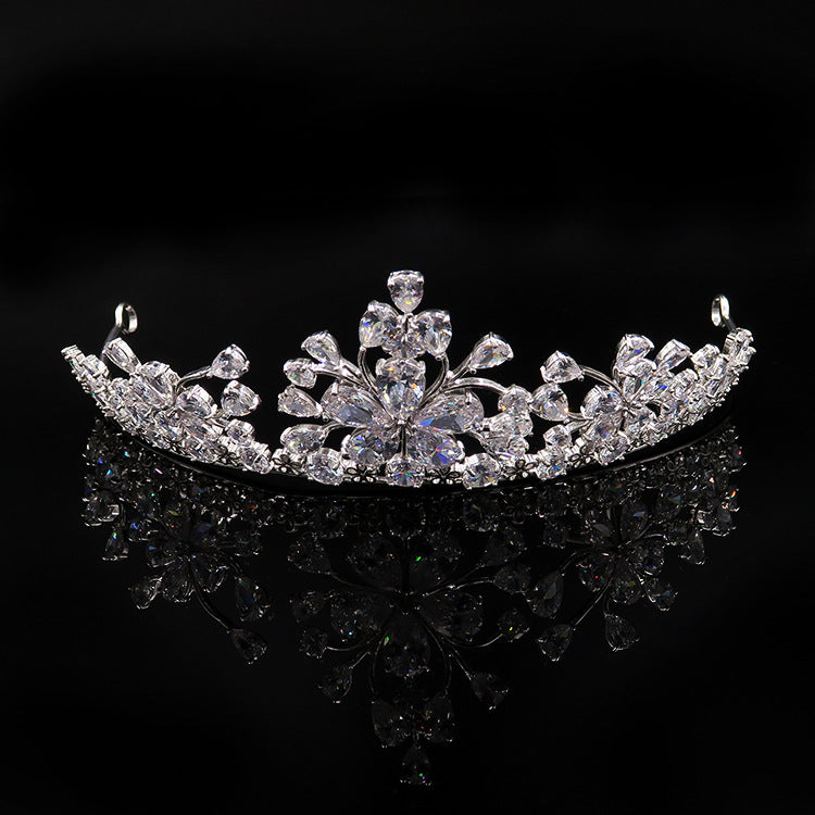 Bridal tiara crown with clear crystals set in silver-tone metal