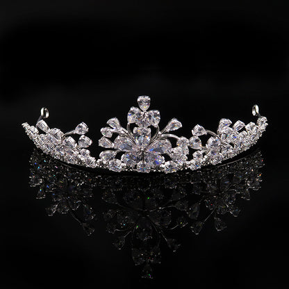 Bridal tiara crown with clear crystals set in silver-tone metal