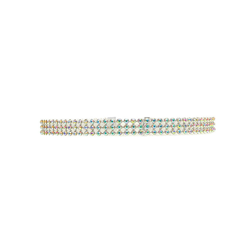 Crystal rhinestone choker necklace for women, gold-tone, multi-row design