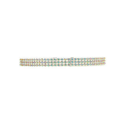 Crystal rhinestone choker necklace for women, gold-tone, multi-row design