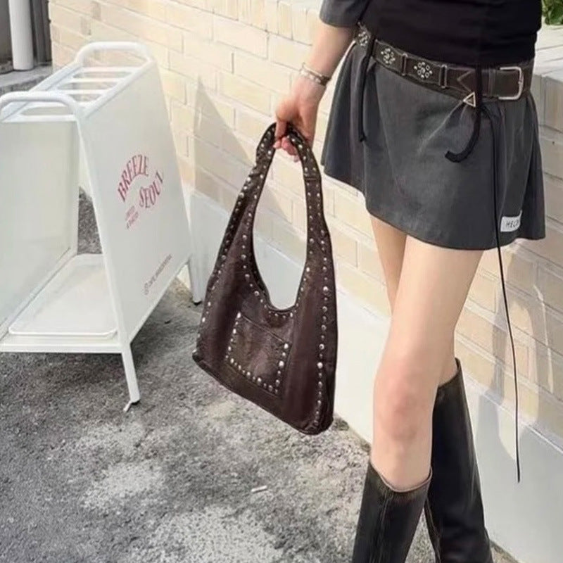 Retro Rivet Shoulder Underarm Bag by edenista