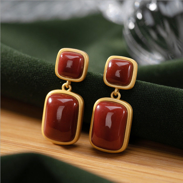 Jade Sapphire Earrings Bafeng Wild Personality Earrings Female Earrings by edenista