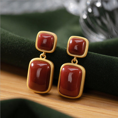 Jade Sapphire Earrings Bafeng Wild Personality Earrings Female Earrings by edenista