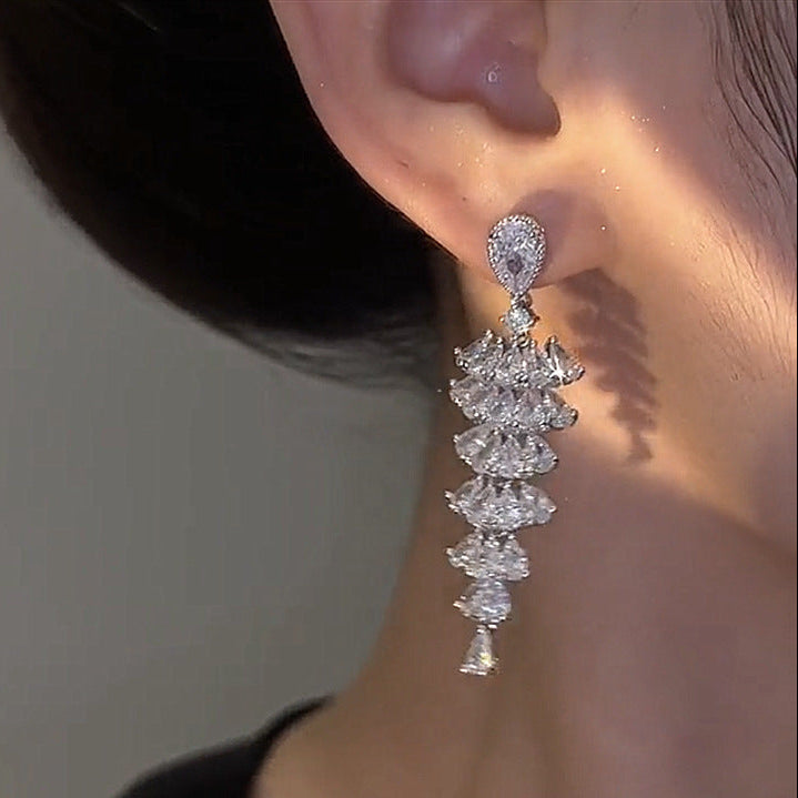 Sparkling Zircon Christmas Tree Drop Earrings For Women Trendy Xmas Tree Plant Dangle Earrings New Year Festival Party Jewelry by edenista