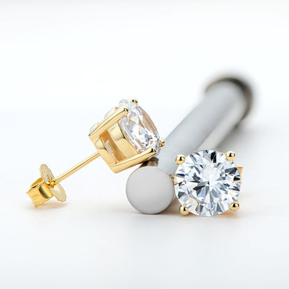 Stud Earrings 925 Sterling Silver 18 Gold Moissanite Stud Earrings by edenista