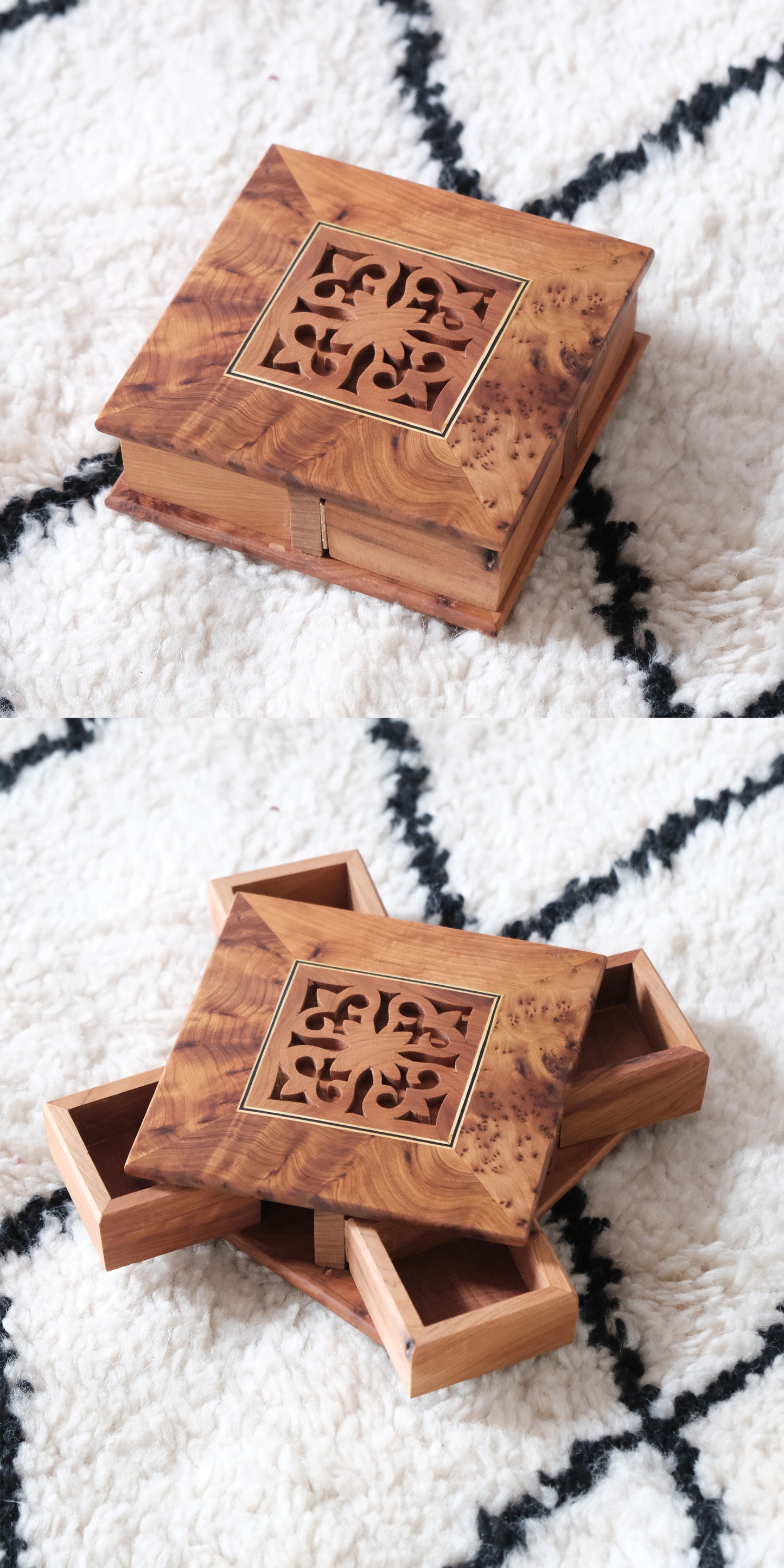 Moroccan Handmade Rotating Wooden Jewelry Box by edenista