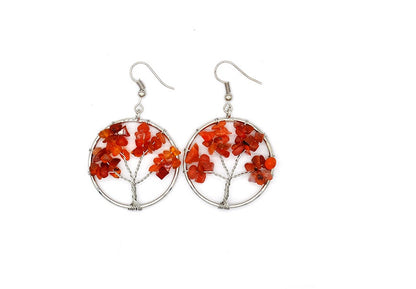 Natural Crystal Crushed Stone Tree Wishing Tree Earrings Crystal Tree Earrings Jewelry by edenista