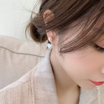 Simple Temperament Love Pearl Stud Earrings by edenista