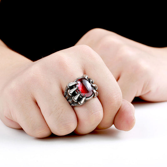 Men's Vintage Personality Titanium Steel Inlaid Zircon Ring by edenista