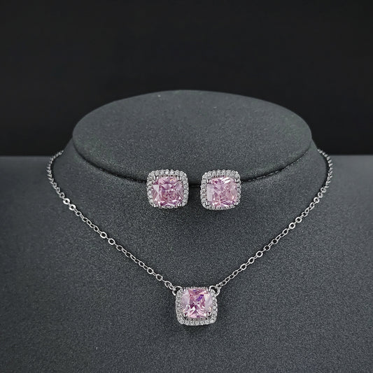 Square Ornament Luxury Ear Stud Necklace by edenista