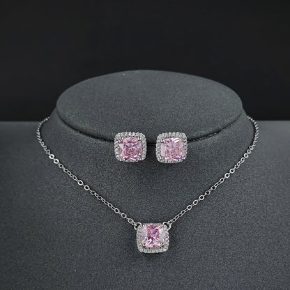 Square Ornament Luxury Ear Stud Necklace by edenista
