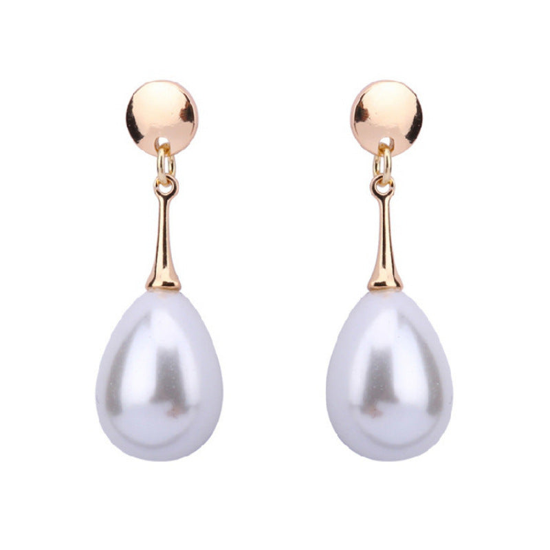 Waterdrop pearl simple personality earrings by edenista