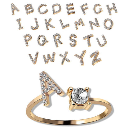 Adjustable Initial Letter Ring for Women – Elegant A–Z Jewelry