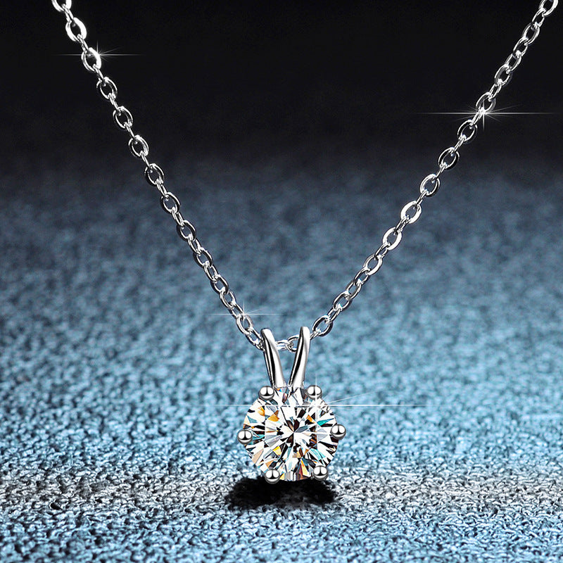 S925 Silver One Carat Moissanite Necklace by edenista
