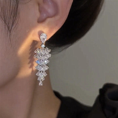 Sparkling Zircon Christmas Tree Drop Earrings For Women Trendy Xmas Tree Plant Dangle Earrings New Year Festival Party Jewelry by edenista