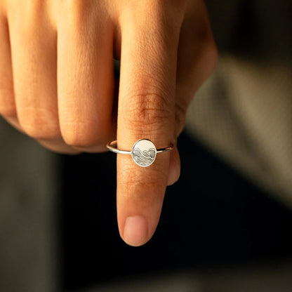 S925 Pure Silver Sea Wave Storm Ring Female Simple by edenista