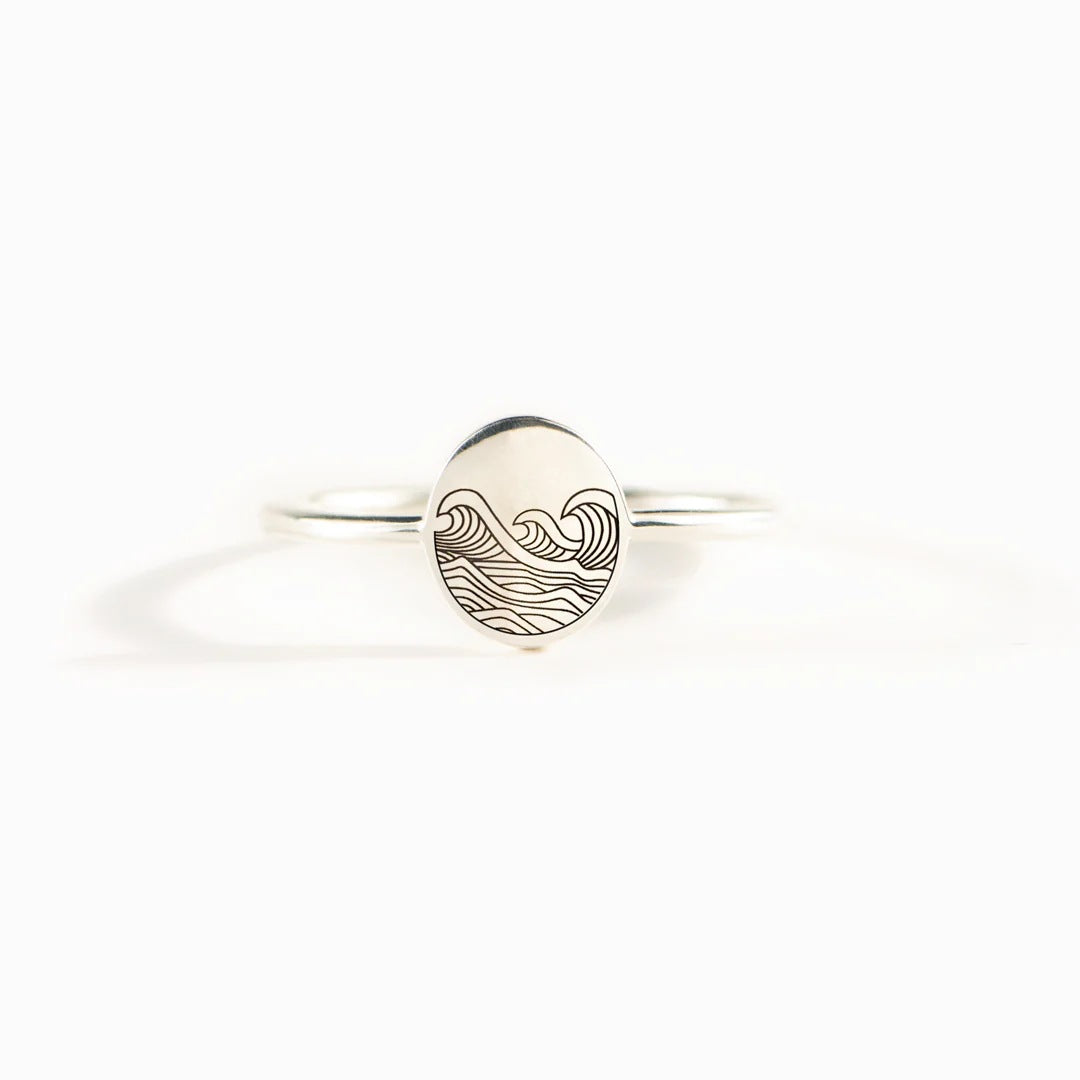 S925 Pure Silver Sea Wave Storm Ring Female Simple by edenista