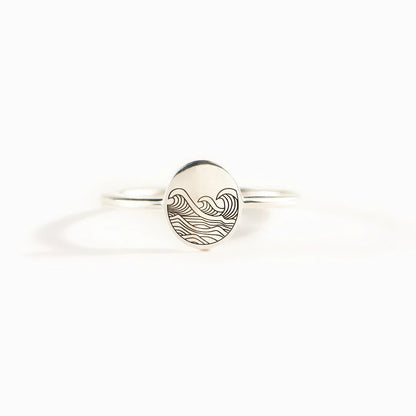 S925 Pure Silver Sea Wave Storm Ring Female Simple by edenista