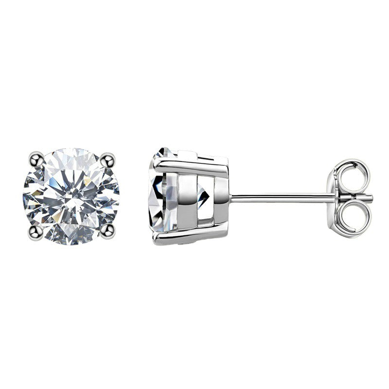 Stud Earrings 925 Sterling Silver 18 Gold Moissanite Stud Earrings by edenista