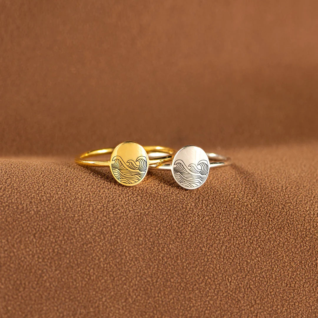 S925 Pure Silver Sea Wave Storm Ring Female Simple by edenista
