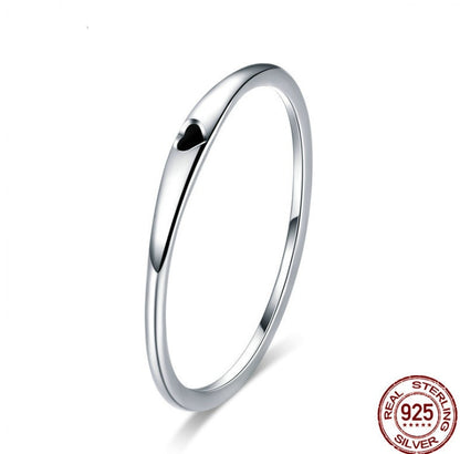 925 Sterling Silver Round Circle Pure Finger Ring Simple Heart Engrave Rings by edenista