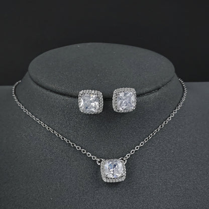 Square Ornament Luxury Ear Stud Necklace by edenista