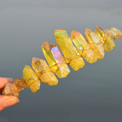 Natural Electroplated Crystal With Natural Crushed Stone Crown by edenista