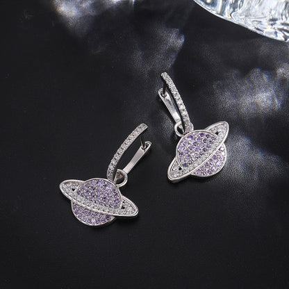 925 Sterling Silver Studded With Purple Zircon Star Earrings by edenista