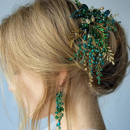 Special Handmade Green Crystal Headbands For Women Bride Lon by edenista