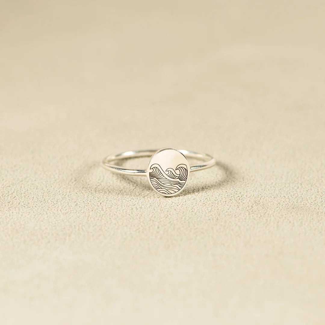 S925 Pure Silver Sea Wave Storm Ring Female Simple by edenista