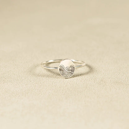 S925 Pure Silver Sea Wave Storm Ring Female Simple by edenista