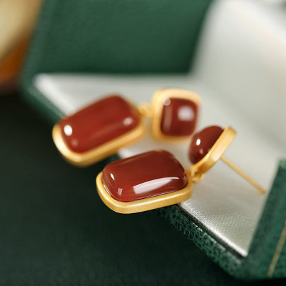 Jade Sapphire Earrings Bafeng Wild Personality Earrings Female Earrings by edenista