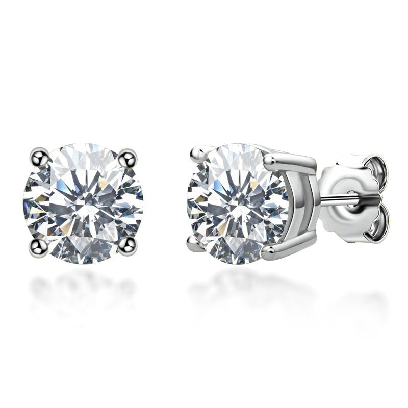 Stud Earrings 925 Sterling Silver 18 Gold Moissanite Stud Earrings by edenista
