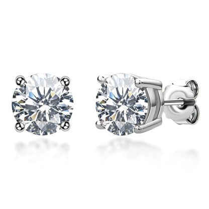 Stud Earrings 925 Sterling Silver 18 Gold Moissanite Stud Earrings by edenista