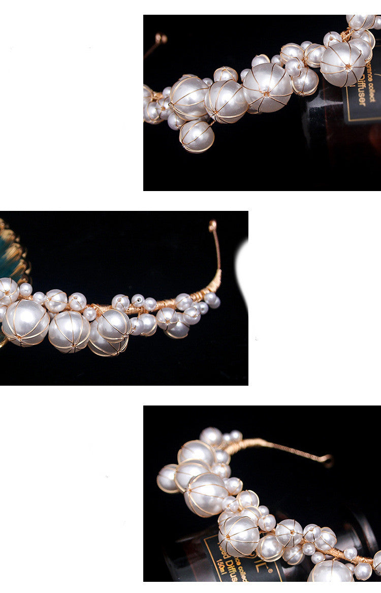 Simple Pearl Hairband Bridal Veil Formal Dress Accessories by edenista