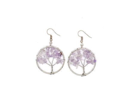 Natural Crystal Crushed Stone Tree Wishing Tree Earrings Crystal Tree Earrings Jewelry by edenista