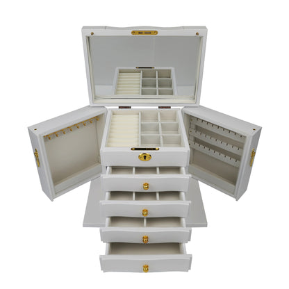 Wooden jewelry box set by edenista; white with gold hardware and a mirrored lid