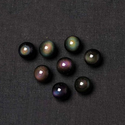 Natural obsidian rainbow eye pearl beads necklace with polyester rope chain