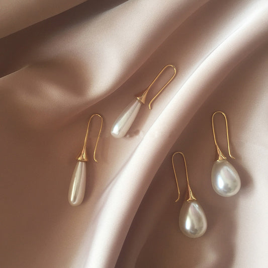 Waterdrop pearl simple personality earrings by edenista
