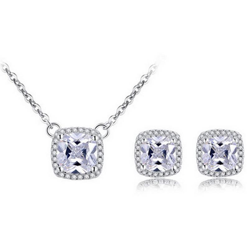 Square Ornament Luxury Ear Stud Necklace by edenista