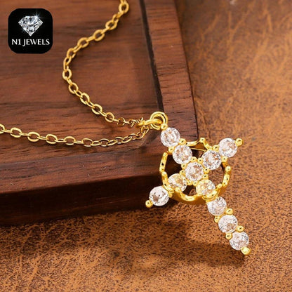 Christian Religious Symbola Drop Classic Crown & Cross Pendant Choker Easter Necklace For Women & Men & Girls Pretty Crown Cross Necklace For Daily Party Clothing Decor Trendy All-match & Exquisite Je by edenista