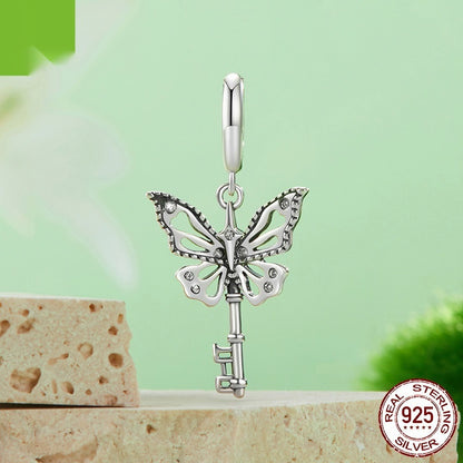 Butterfly key charm pendant for bracelet in 925 sterling silver, CJ brand