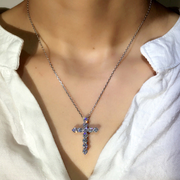 Fashion Jewelry Cross Necklace Zircon Finely Inlaid Pendant by edenista