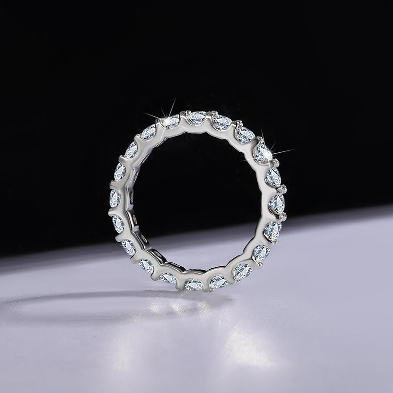 S925 Sterling Silver Moissanite Full Diamond Simple Stackable Ring by edenista