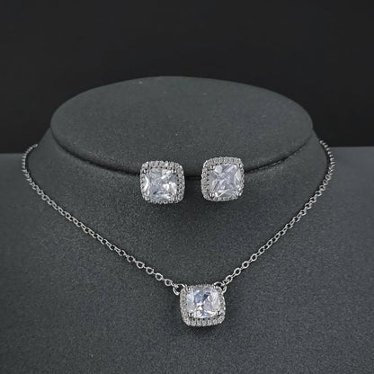 Square Ornament Luxury Ear Stud Necklace by edenista