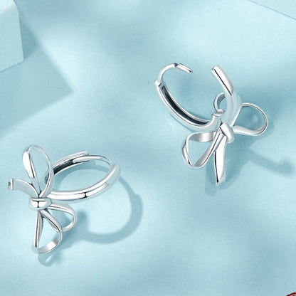 Simple All-match Bow Ear Clips, S925 sterling silver by cj, pair
