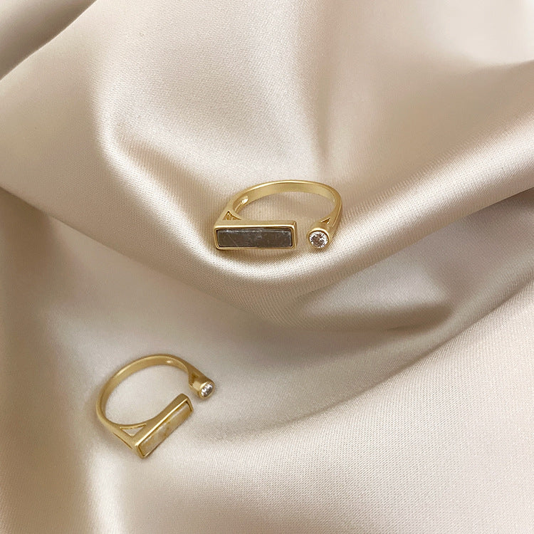 Vintage niche design zircon marble ring by edenista