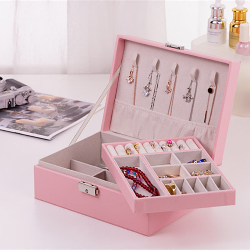 edenista pink jewelry storage box with hanging necklace hooks and divided compartments